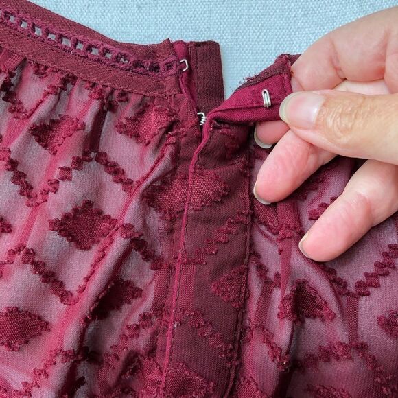 House of Harlow Boho Burgundy Bare Shoulder Top S - Picture 4 of 7